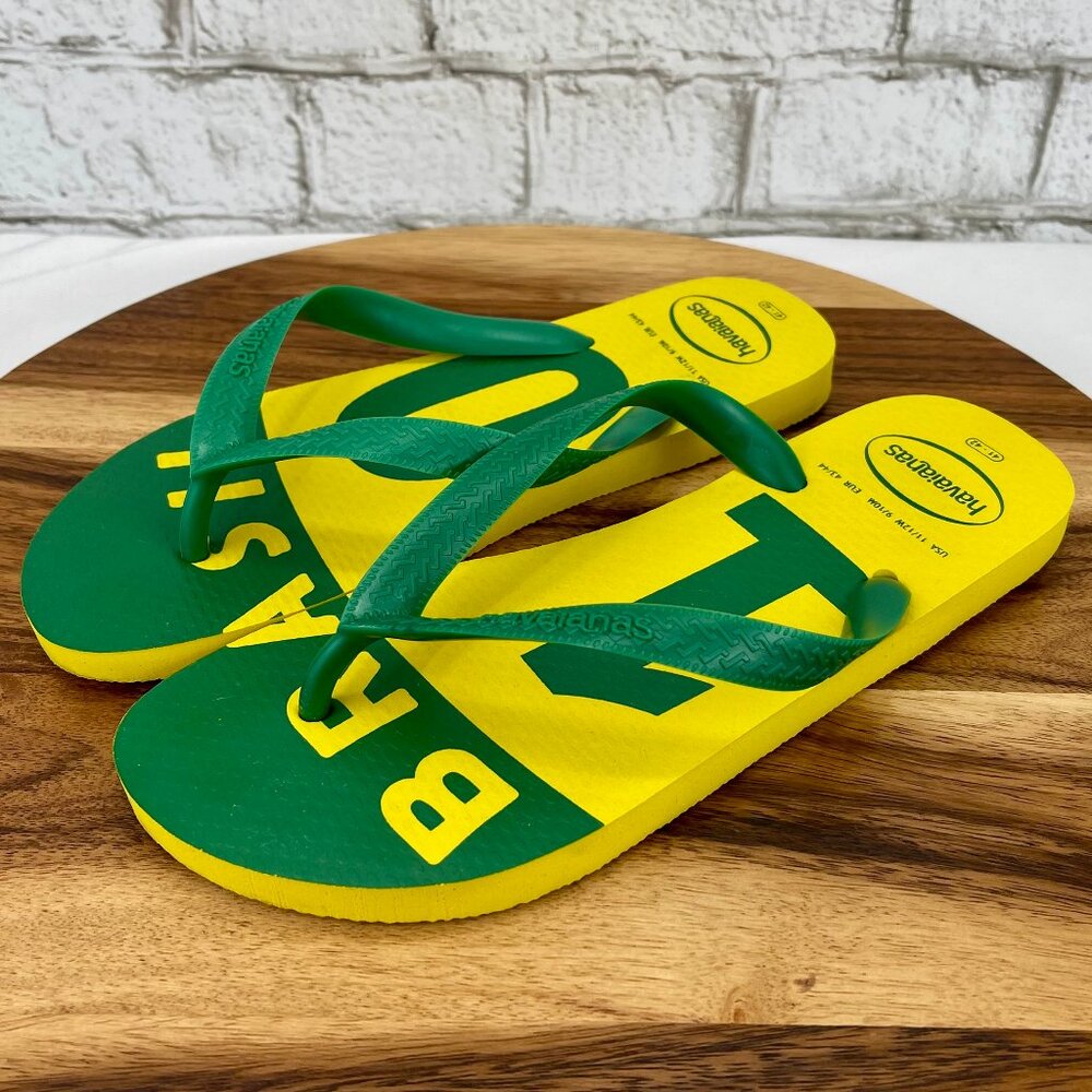 Havaianas Flip Flops Brasil #10 Neymar Jr. Yellow Green Mens 7 Womens 9 Unisex
